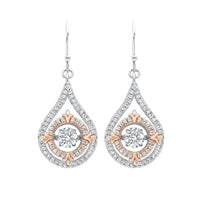 Sterling Silver Two-Tone Cubic Zirconia Rhythm of Love Earrings