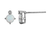 Sterling Silver Created Opal & Lab Grown Diamond Earrings