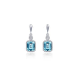 Ster Silver/PT 1.82cttw Simulated Diamond & Simulated Aquamarine Earrings