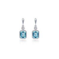 Ster Silver/PT 1.82cttw Simulated Diamond & Simulated Aquamarine Earrings