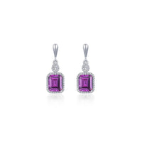 SS/PT 1.82cttw Simulated Diamond & Simulated Alexandrite Earrings
