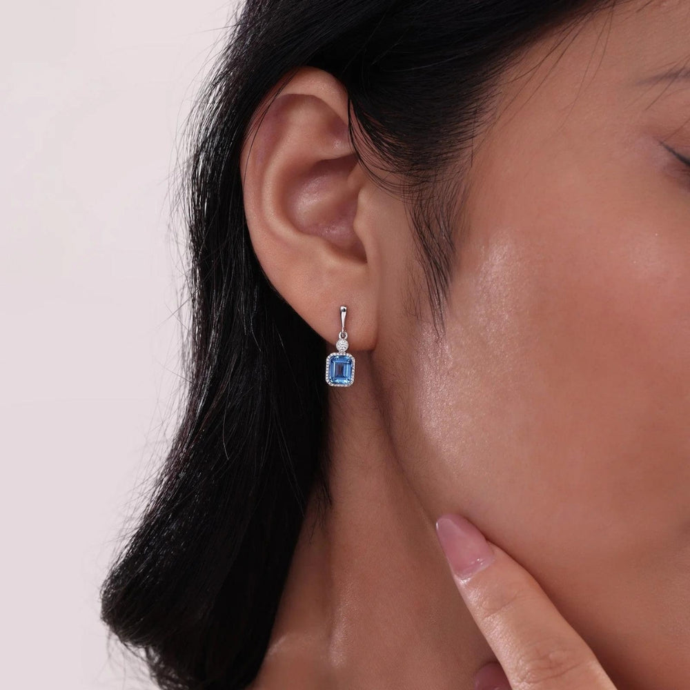 SS/PT 1.82cttw Simulated Diamond & Simulated Blue Topaz Earrings