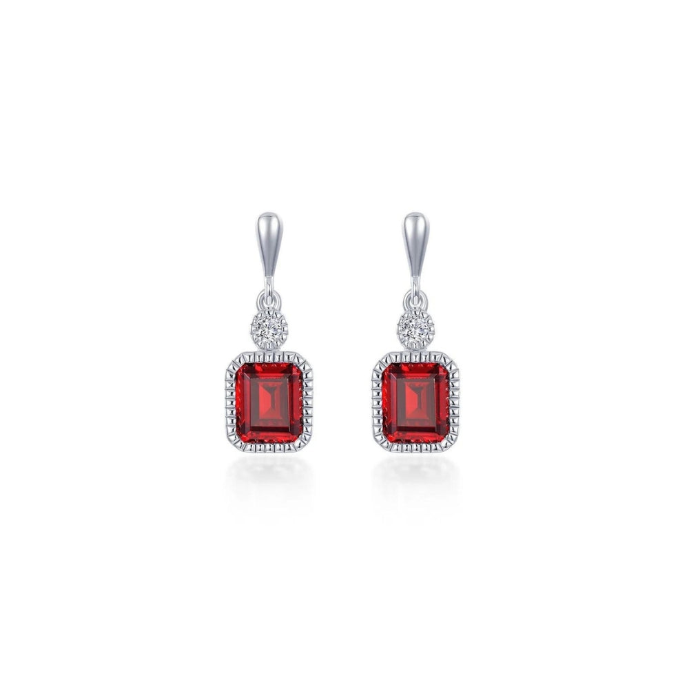SS/PT 1.82cttw Simulated Diamond & Simulated Garnet Earrings