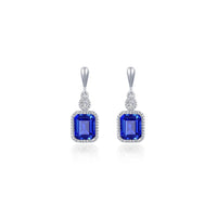 SS/PT 1.82cttw Simulated Diamond & Lab Grown Sapphire Earrings