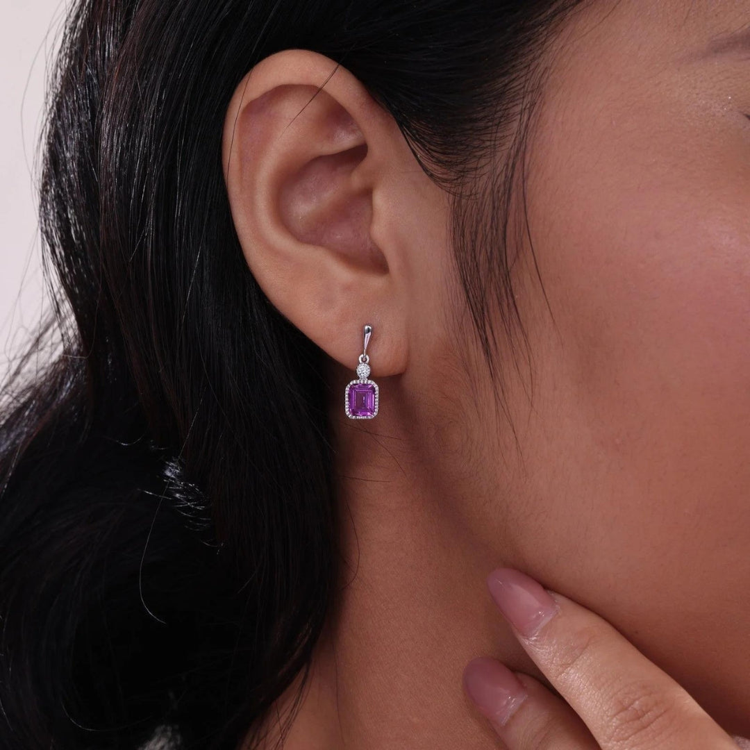 SS/PT 1.82cttw Simulated Diamond & Simulated Pink Tourmaline Earrings