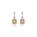 SS/PT 1.82cttw Simulated Diamond & Simulated Yellow Topaz Earrings