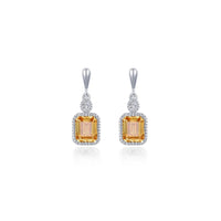 SS/PT 1.82cttw Simulated Diamond & Simulated Yellow Topaz Earrings