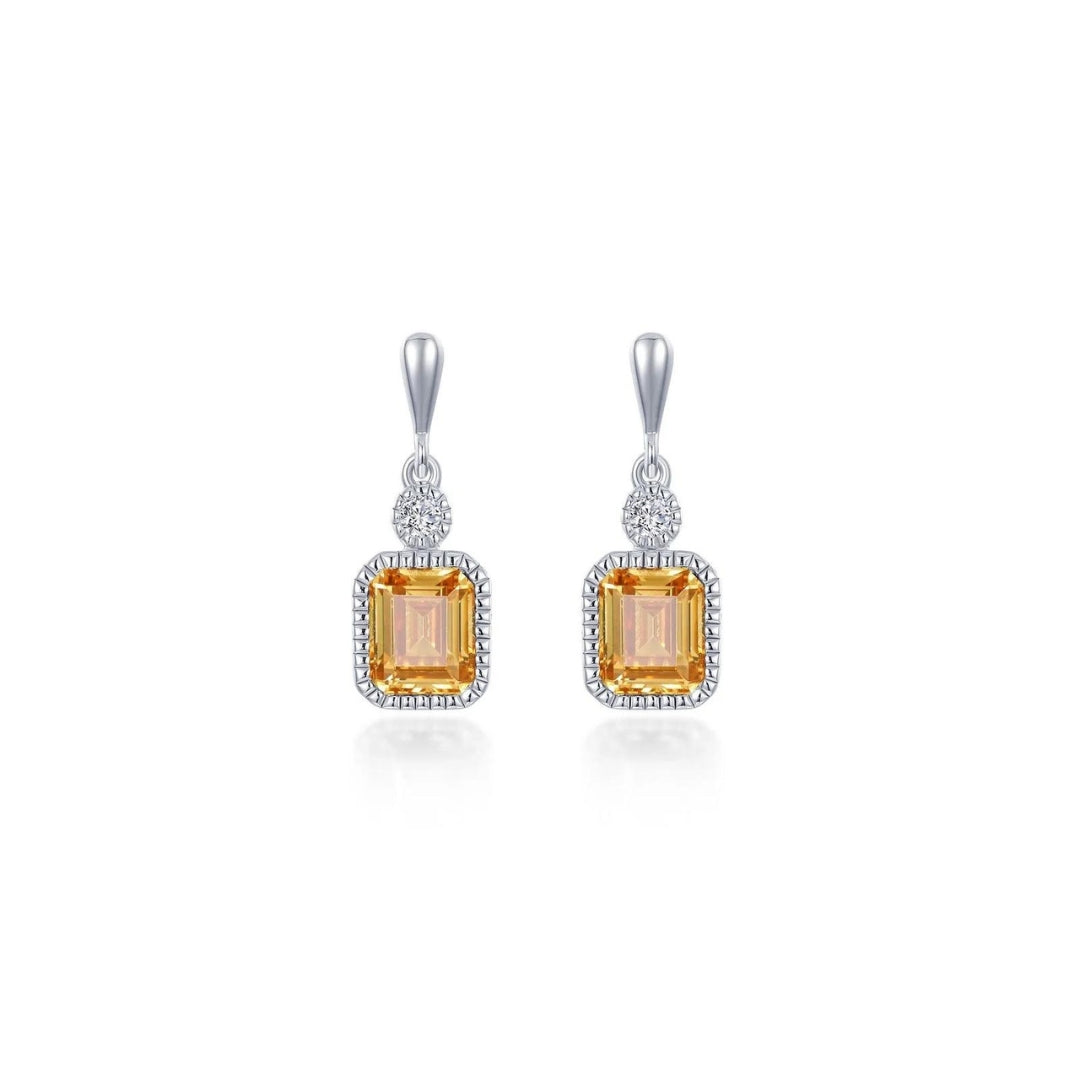 SS/PT 1.82cttw Simulated Diamond & Simulated Yellow Topaz Earrings