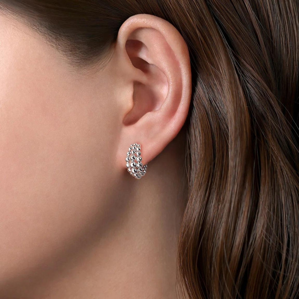 Sterling Silver Bujukan Huggie Earrings