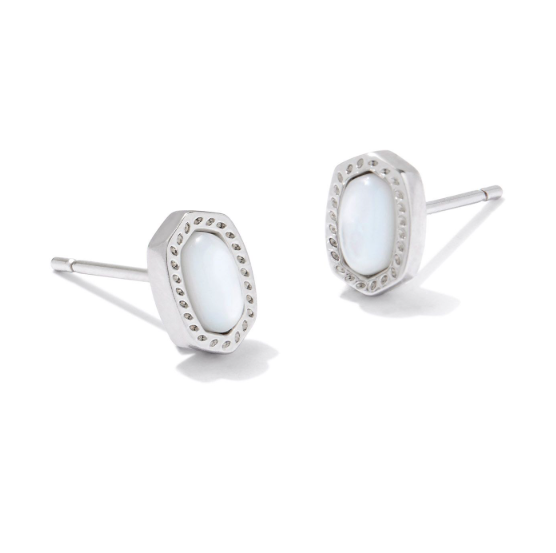 Mini Ellie Silver Ivory MOP Stud Earrings by Kendra Scott