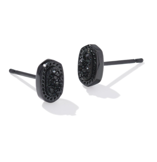 Mini Ellie Gunmetal Black Drusy Stud Earrings by Kendra Scott