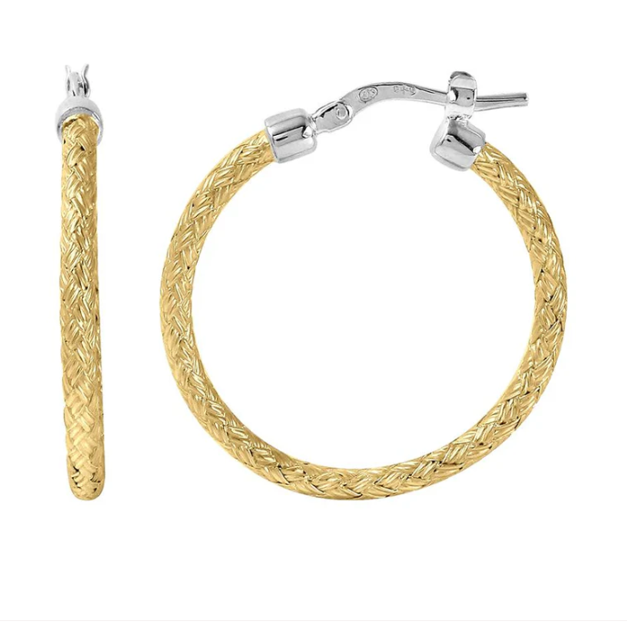 Sterling Silver Gold Plated Round Hoop Earrings by Charles Garnier
