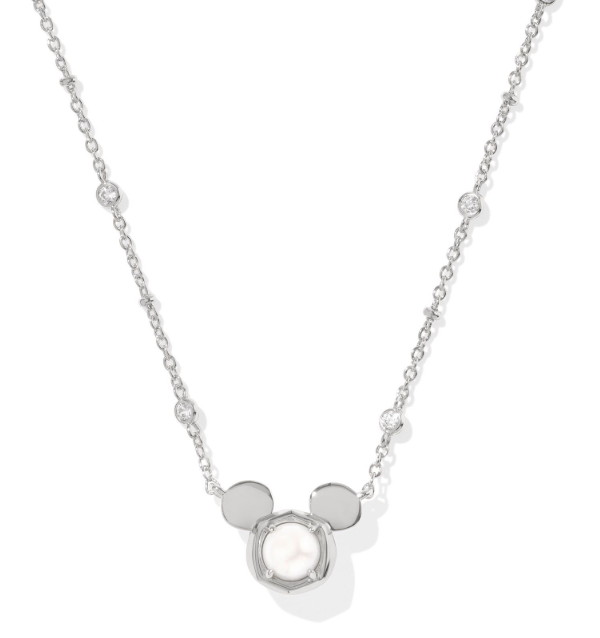 Mickey Mouse Silver White Pearl Pendant Necklace by Kendra Scott