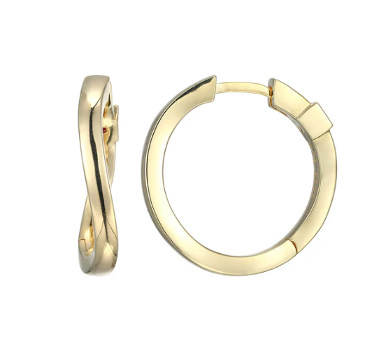 Sterling Silver Yellow Gold Plated Luna Twist 20mm Hoop Earrings by Elle
