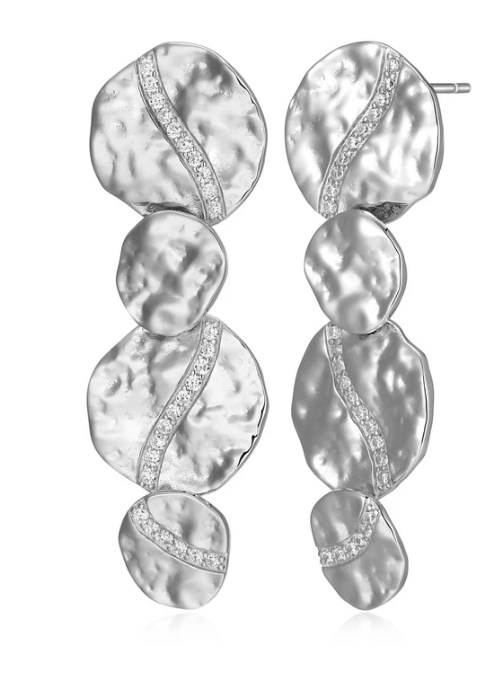 Sterling Silver Galaxy White CZ Post Earrings by Elle