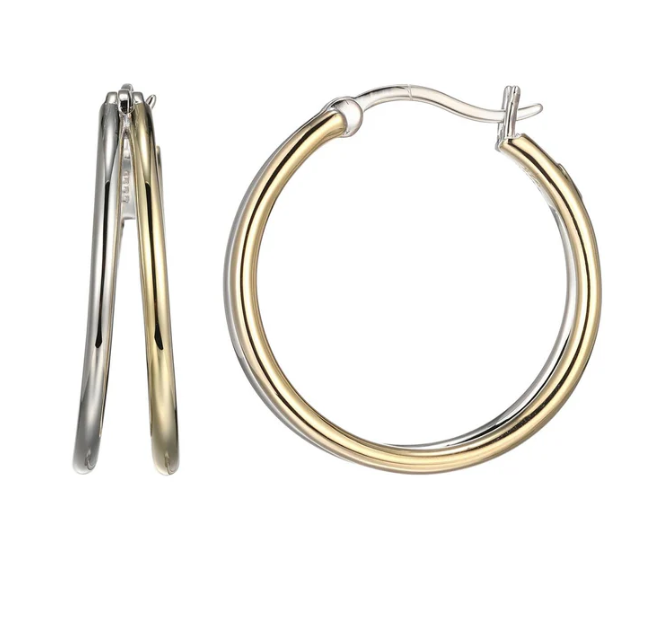 PLated Gold & Silver Two Tone Hoop Earrings