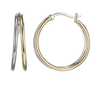 PLated Gold & Silver Two Tone Hoop Earrings