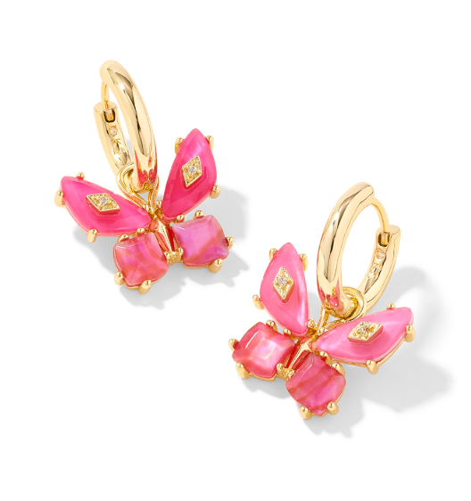 Bianca Butterfly Gold Plated Pink Mix Huggie Earrings by Kendra Scott