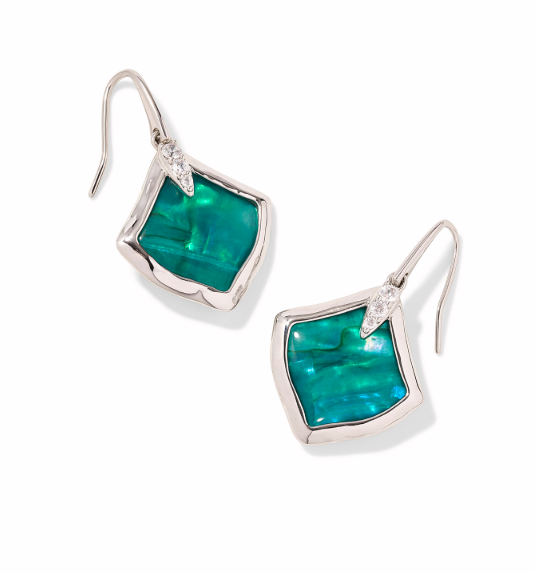 Joelle Silver Bright Aqua Illusion Drop Earrings by Kendra Scott