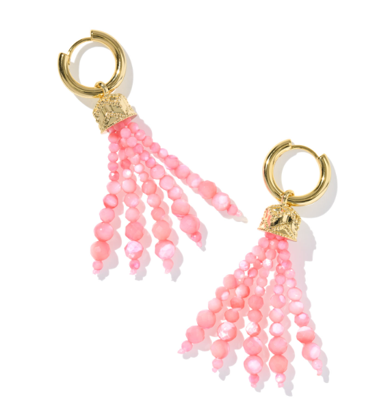 Sylvia Gold Plated Pink Chalcedony Huggie Earrings  by Kendra Scott