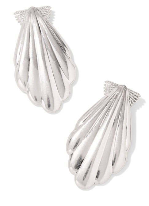Alexa Silver Vintage Metal Statement Earrings by Kendra Scott