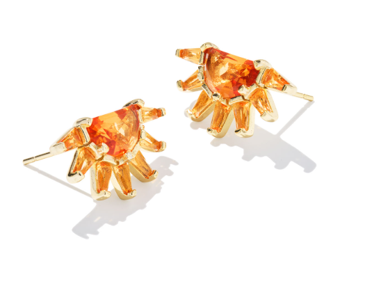 Samantha Sun Gold Plated Orange Glass Stud Earrings by Kendra Scott