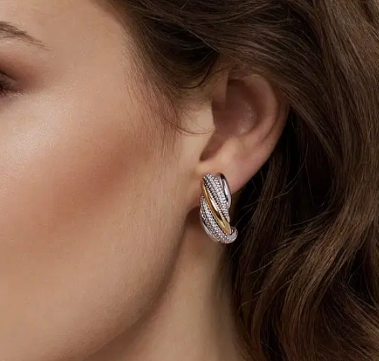 Two-Tone J-Hoop Earrings by Gabriel & Co