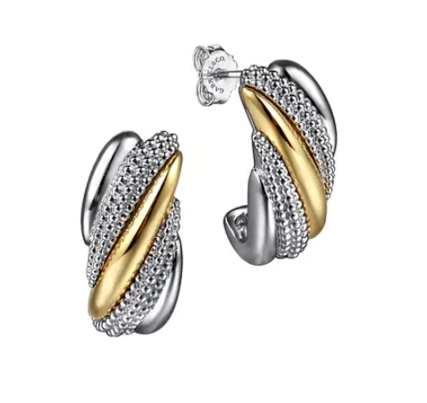 Two-Tone J-Hoop Earrings by Gabriel & Co