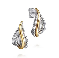 Sterling Silver and Yellow Gold Two-Tone Tear Drop Bujukan Earrings