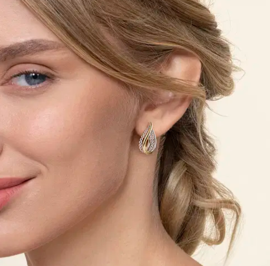 Sterling Silver and Yellow Gold Two-Tone Tear Drop Bujukan Earrings