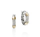 JH Essentials 14K Gold & Silver 0.20cttw Diamond Pave Hoop Earrings by John Hardy