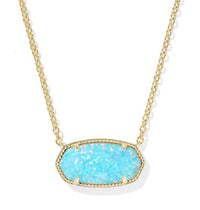 Elisa Gold Plated Light Teal Kyocera Opal Statement Short Pendant Necklace  by Kendra Scott