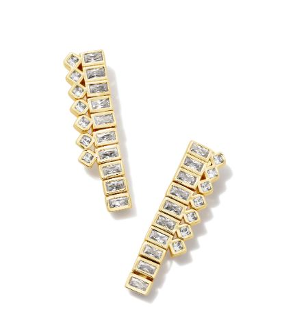 Gracie Gold Plated White CZ Tennis Linear Earrings by Kendra Scott