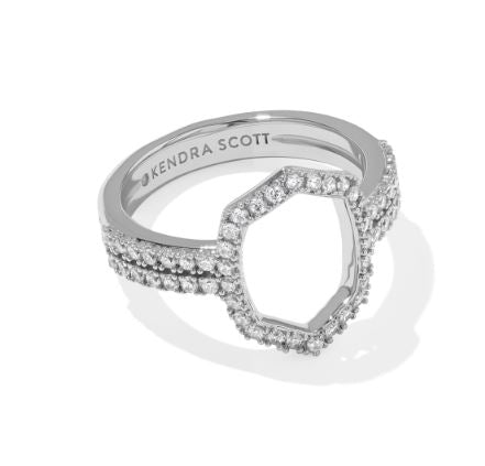 Daphne Silver Pave White CZ Coctail Ring Sz 8 by Kendra Scott