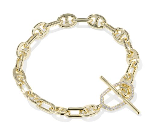 Elaina Toggle Link & Chain Gold Plated White CZ Bracelet by Kendra Scott