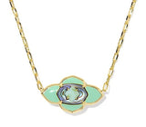Abbie Medallion Gold Plated Abalone Sea Green Mix Short Pendant Necklace by Kendra Scott