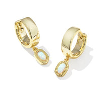 Mini Ellie Gold Plated Bright White LAB GROWN Opal Wide Huggie Earrings by Kendra Scott