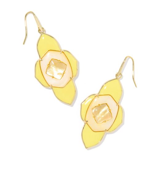 Abbie Medallion Gold Plated Yellow Mix Drop Earrings by Kendra Scott
