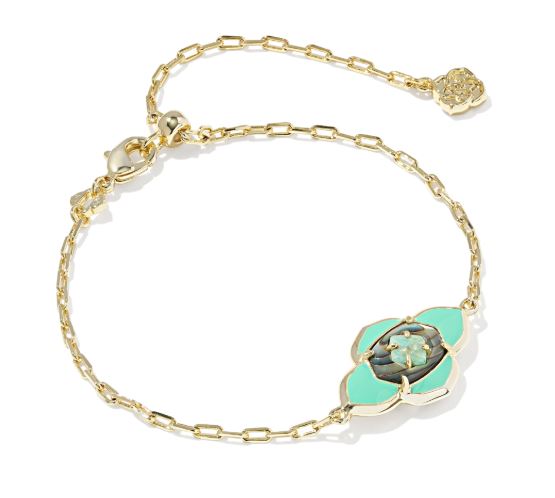 Abbie Medallion Gold Plated Abalone Sea Green Mix Delicate Chain Bracelet by Kendra Scott