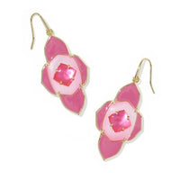 Abbie Medallion Gold Plated Hot Pink Mix Drop Earrings by Kendra Scott
