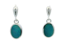 Sterling Silver Oval Opal Doublet Earrings