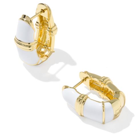 Courtney Gold Plated Whie Enamel Huggie Earrings by Kendra Scott