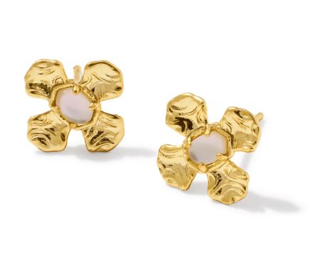 Leanne Gold Plated Natural Mother of Pearl Stud Earrings by Kendra Scott