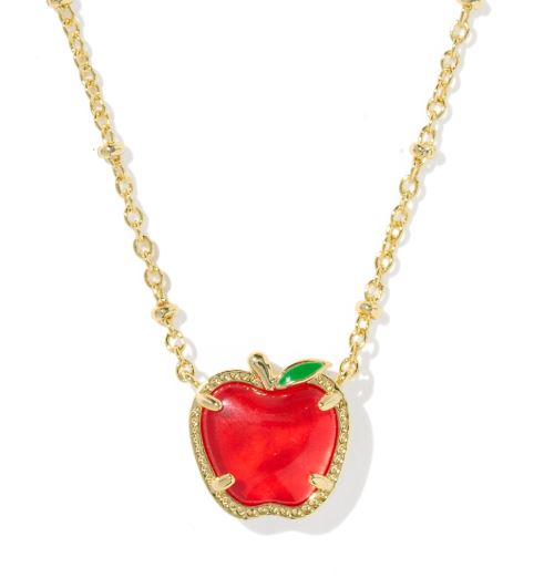 Apple Gold Plated Red Illusion Short Pendant Necklace by Kendra Scott