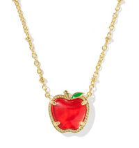 Apple Gold Plated Red Illusion Short Pendant Necklace by Kendra Scott