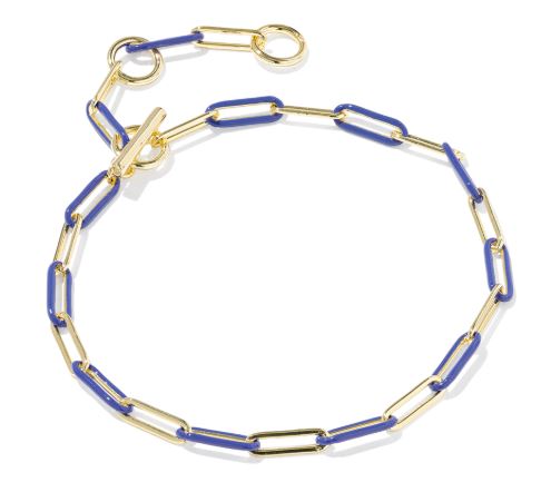 Courtney Gold Plated Blue Enamel Link & Chain Bracelet by Kendra Scott