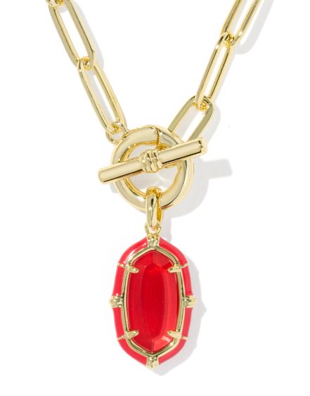 Elisa Gold Plated Red Illusion Enamel Link & Chain Necklace by Kendra Scott