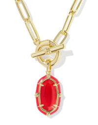 Elisa Gold Plated Red Illusion Enamel Link & Chain Necklace by Kendra Scott
