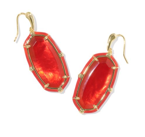 Elle Gold Plated Red Illusion Enamel Drop Earrings by Kendra Scott