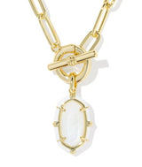 Elisa Gold Plated White Mother of Pearl Enamel Link & Chain Necklace by Kendra Scott